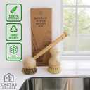 Cactus Cradle Bamboo Scrub Brush Kit 4-Piece Dish Brush Set with 2 Handles & 2 Interchangeable Heads | Plastic-Free, Non-Toxic, Non-Scratch Cleaning for Dishes, Pots, Pans & Produce