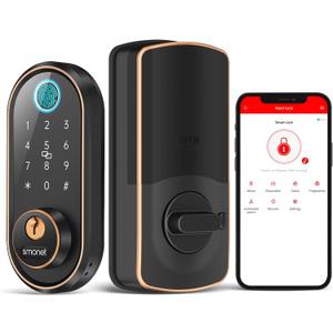 Keyless Entry Door Lock - Fingerprint Smart Deadbolt: SMONET Smart Biometric Deadbolt, Electronic Touchscreen Keypad Digital Door Lock with Code, Work with Alexa for Homes and Hotel Oil Rubbed Bronze
