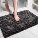 Yimobra Chenille Bathroom Rugs Non Slip, Extra Thick Soft Absorbent Bath Rug 31.5x20 Inch, Machine Washable Quick Dry Bath Mat for Bathroom Floor, Tub and Shower, Home Decor Accessories, Dark Grey