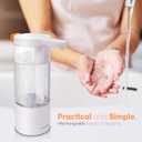 Practical 17oz. Automatic Touch-Free Rechargeable Sensor Liquid Soap Pump Dispenser, Adjusted by Sensor Distance Liquid Output (White_Orange)