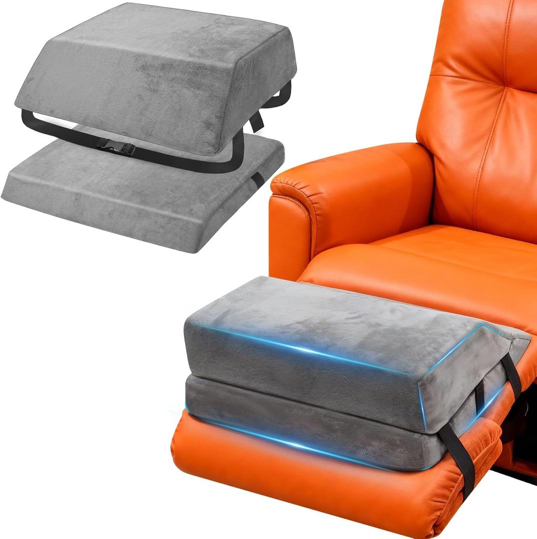 Wedge Adjustable Recliner Leg Rest Cushion 6inch Thick Recliner Foot Rest Cushion with High Elastic Foam and Straps Multipurpose Leg Elevating Pillow for Chair Sofa Bed Couch