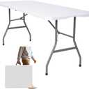 Folding Table 6ft Foldable Table with Built in Handle & Steel Legs / 6FT Heavy Duty Folding Portable,Perfect for Party, Dining Indoor/Outdoor Events, Tailgating & Backyard BBQ, White, 70.87" X 26.77" X 29.13"