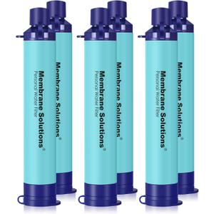 Membrane Solutions Straw Water Filter S1, NSF/ANSI 42&372&401 certificated, Survival Filtration Portable Gear, Emergency Preparedness, Supply for Drinking Hiking Camping Team Family Outing (Blue)