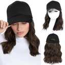 AISI QUEENS Hat Wig Hat with Hair Attached for Women Cap with Hair Attached for Women Baseball Cap Wig Extensions Short Wave Synthetic Adjustable for Daily Use (16 Inch, 6A)