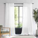 100 Inch Length Curtains 2 Panels Set Back Tab Pocket Light Filtering Linen Semi Sheer Curtains Panels Extra Long Window Curtain Drapes for Living Room Bedroom,50x100 in Long, White