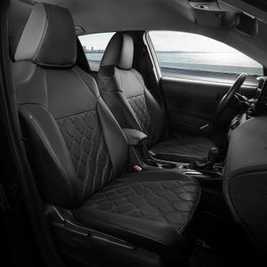 FREESOO for Toyota Corolla Seat Covers L LE XLE, LE Eco Sedan 2014 2015 2016 2017 2018 2019, Luxury Leather Seat Covers for Cars, Custom Fit Car Seat Covers, Waterproof Seat Cover, Black Full Set
