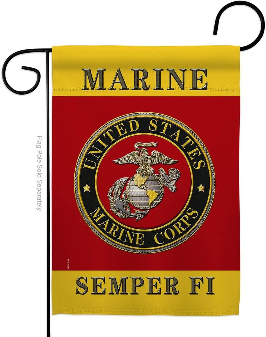US military Marine Corps USMC Semper Fi Flag Double-Sided Lawn Decoration Gift House Garden Yard Banner United State American Military Veteran, 12" x 18.5 Made in USA