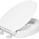 KOHLER 25875-0 Hyten Elevated Quiet-Close Elongated Toilet Seat, Contoured Seat with Grip-Tight Bumpers, Quick-Attach Hardware, White