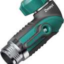 2WAYZ 90 Degree Hose Elbow Adapter - Heavy Duty Full Metal Body Garden Hose Shut Off Valve - 3/4-Inch Inlet and Outlet Angle Connector for RV, Waterhose Elbow - 2.3x2.3x4.1-Inch (Green and Black)