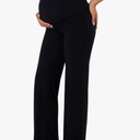 Sunzel Maternity Wide Leg Pants Over Belly Flowy Pregnancy Lounge Yoga Pants with Optional Pockets, Stretchy & Supportive Size S