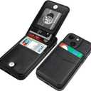 KIHUWEY Compatible with iPhone 13 Mini Case Wallet with Credit Card Holder, Premium Leather Magnetic Clasp Kickstand Heavy Duty Protective Cover for iPhone 13 Mini 5.4 Inch(Black)