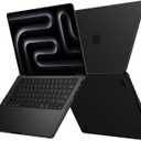 EooCoo Case for MacBook Pro 16 Inch 2026-2021 M5 M4 M3 M2 M1 Pro/Max, [Official Color Match, Anti-Slip, Drop Protection] Matte Hard Shell Laptop Cover, Matte Space Black