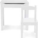 Melissa & Doug Wooden Child's Lift-Top Desk & Chair - White Play Desk and Chair Set for Toddlers and Kids Ages 3+