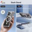 ESR for iPhone 15 Pro Case, Compatible with MagSafe, Military-Grade Protective Clear Case for iPhone 15 Pro,Built-in Stash Stand Phone Case, Scratch-Resistant Back Cover, Classic Series,Clear