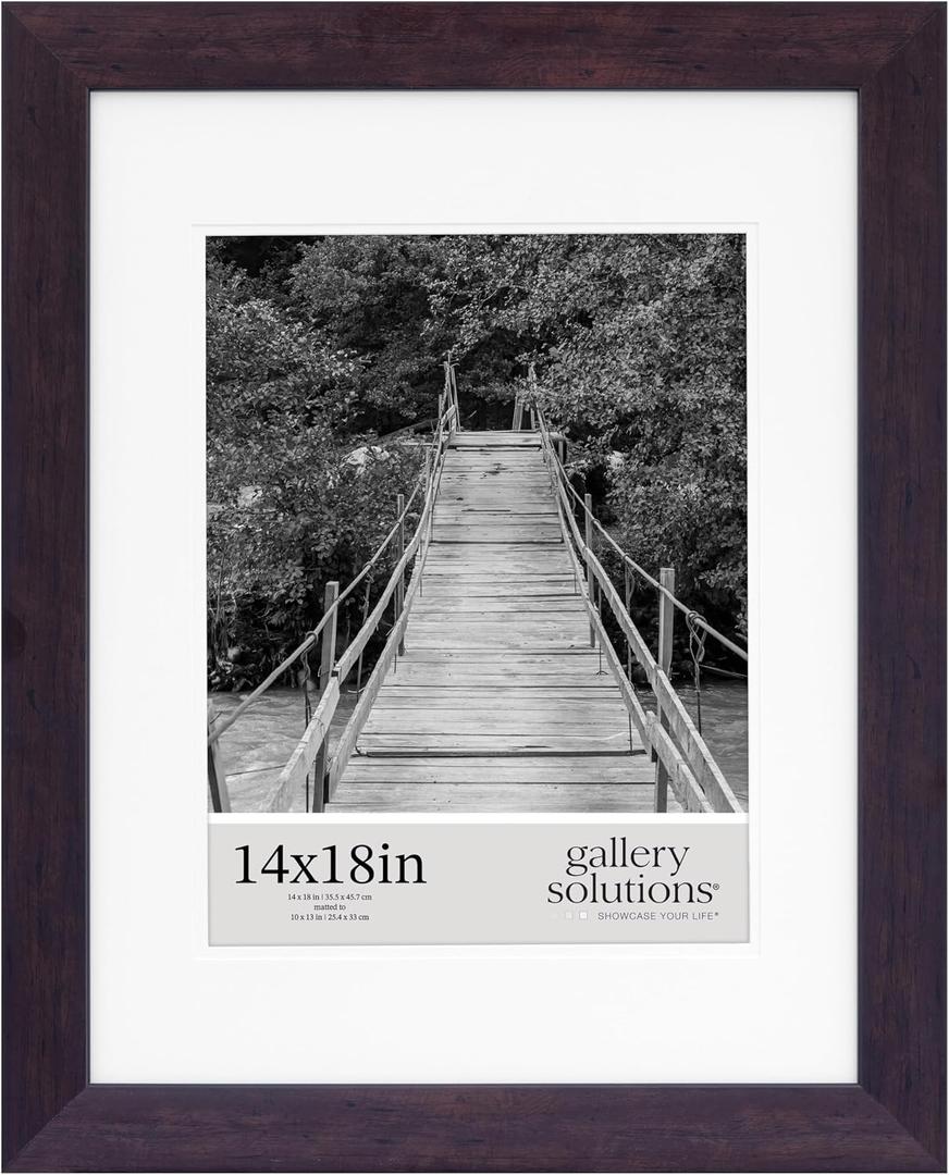 Gallery Solutions - 14"x18" Wall Picture Frame - Double White Mat - Matted for 10"x13" Image - Versatile Display Option for Your Cherished Memories - Rectangular Tabletop - White Poster Frame