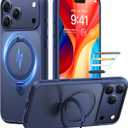 TORRAS Magnetic Ostand for iPhone 17 Pro Max Case, [Military Grade Protection] [Fit for MagSafe] [Built in Kickstand] [Camera Control Button] Translucent Slim Back Soft Edge, Deep Blue
