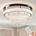 FRIXCHUR 19.7" Modern Crystal Chandeliers Crystal Ceiling Light LED Remote Control Chandelier Light Fixture for Bedrooms Living Room Dining Room Lights (Dimmable)