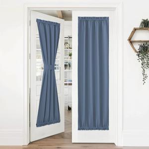 NICETOWN Sidelight Curtain Panel - Thermal Insulated Blackout Solid Door Curtain with Top and Bottom Rod Pocket for Patio Door, 36 inches Wide x 72 inches Long, Stone Blue, 1 Pack (36"W x 72"L (Pack of 1))