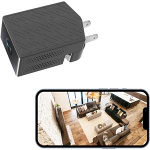 2K Mini Plug-in Security Camera with Rotating Lens, Built-in Hotspot, Night Vision, Motion Detection, SD Card & Cloud Storage, 24/7 Monitoring, Phone & PC Monitoring for Home Security (W-C7)