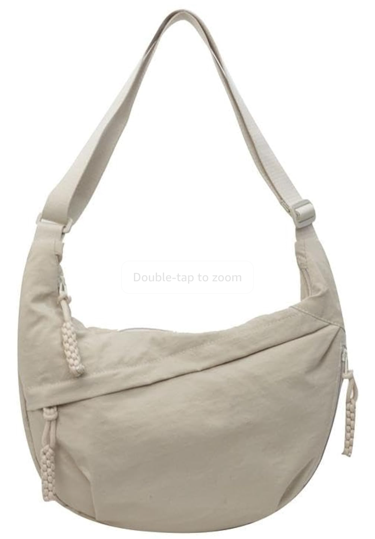 Nylon Crescent Crossbody Bag for Women Shoulder Tote Handbag Casual Sling Bag Dumpling Purse Bag for Outdoor Travel