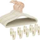 Tonswachic Kids Velvet Hangers 30 Pack, 14" Non-Slip Felt Kids Hanger for Toddler/Youth/Teens, Slim Space Saving Child Clothes Hangers, Heavy Duty Children's Hangers with 10 Clips - Beige