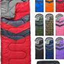 MalloMe Sleeping Bags for Adults Cold Weather & Warm - Backpacking Camping Sleeping Bag for Kids 10-12, Girls, Boys - Lightweight Compact Camping Essentials Gear Accessories Hiking Sleep Must Haves, Ruby Red