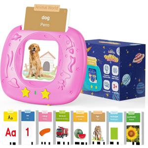 HOMESTEC Toddlers Bilingual Spanish & English Talking Flash Cards with 288 Sight Words, Speech Therapy Toys for 1 2 3 4 5 6 Years Old Boys and Girls, Learning Educational Kids Gifts (Pink)