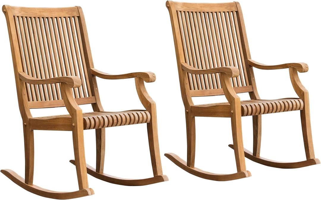 Cambridge Casual Montclair Teak Wood 2 Pieces Porch Rocking Chair Set