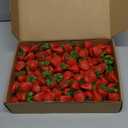 Lyrow 150 Pcs Artificial Strawberries Faux Realistic Strawberry Decor Plastic Simulation Fake Strawberries Lifelike Fruit for Photography Prop Cabinet Party (2.76 Inch)