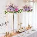 Sziqiqi Wedding Centerpieces for Tables Gold - Tall Metal Flower Stand Decorations for Weddings Party Metal Floor Geometric Vases for Events Reception 31.5inch