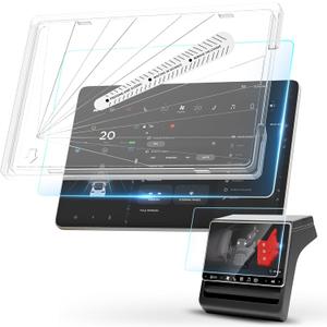 Tempered Glass Screen Protector Front/Rear Screen Fit for Tesla New Model Y Juniper & 2024-2026 Model 3 Highland, No More Glare& Fingerprint, Tempered Glass Protector with Alignment Kit,Front& Rear Protector - [2-Pack]