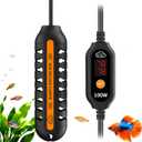 QZQ Aquarium Heater, 100W Adjustable Fish Tank Heater with Digital Display, External Temperature Controller, Submersible Turtle Tank Heater for 10-20 Gallon Tanks
