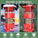 Squirrel Proof Bird Feeder,3Lbs Bird Feeders for Outdoors Hanging, Metal Birds Feeder with 4 Feeding Ports, Wild Birds Feeder for Cardinal, Finch, Sparrow (Red)