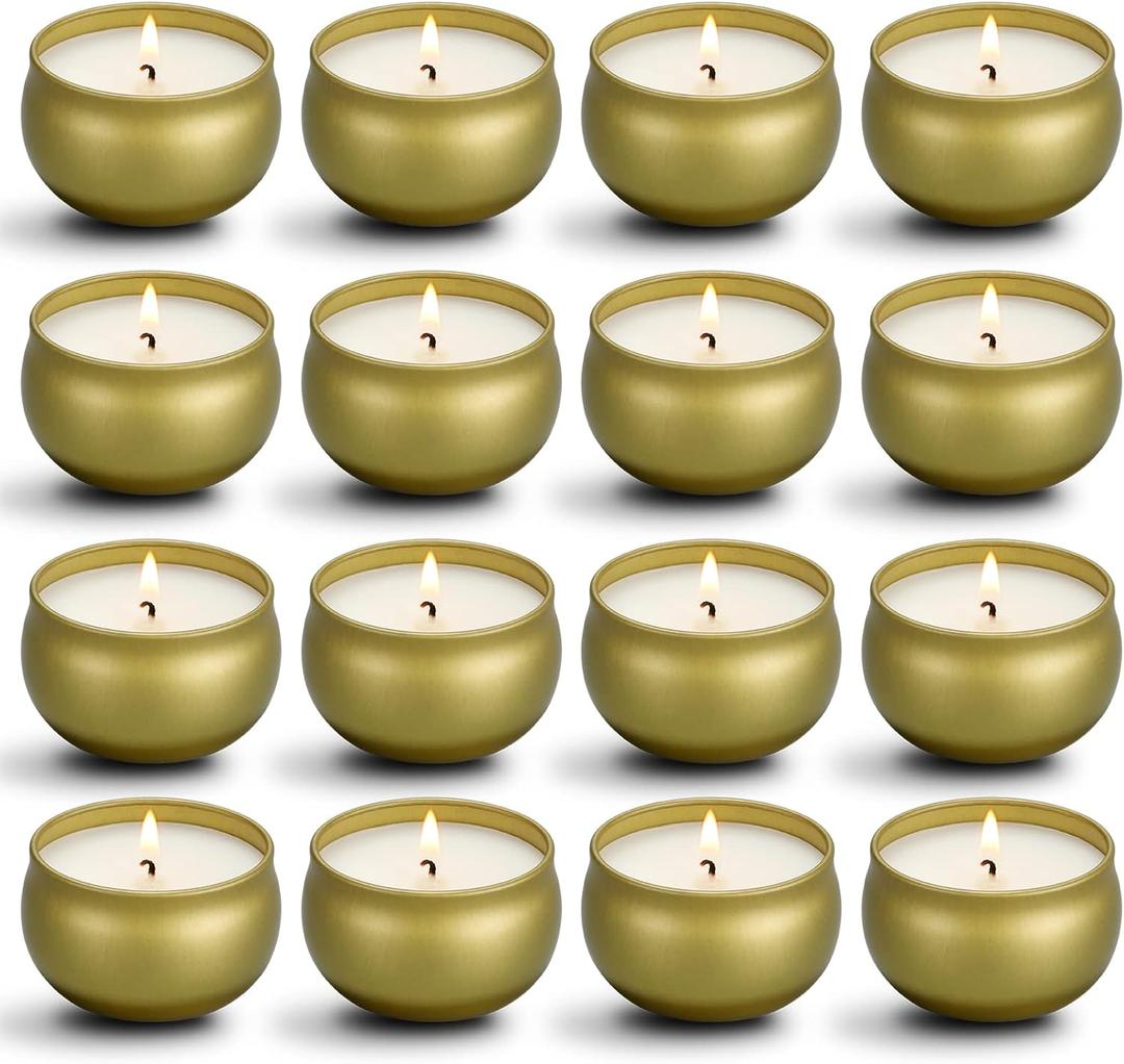 Qinxiang Scented Candles Gifts Set,16 Pack Natural Soy Wax Travel Tin Jar Candles for 2.5 OZ Aromatherapy Candles for Family Gatherings, Festive Candles