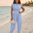 CHICME Womens Summer One Piece Jumpsuit Sleeveless Dressy Jumpsuits High Slit Casual Overalls for Vacation Evening Wear, XL