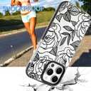 SAKUULO Floral Case for iPhone 16 Pro Max, Clear Black Rose Pattern Cute Slim Soft Silicone Shockproof Magsafe Compatible Case