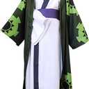 Anime Cosplay Costume Anime Deluxe Cloak Robe Kimono Halloween Outfit Set (Small, Green)