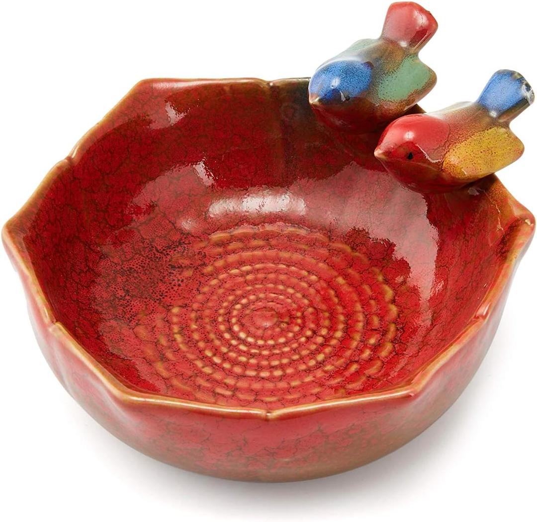 Color Glaze Ceramics Decorative Centerpiece Desktop Storage Organizer Best View on Dining Table Guest Table Tea Table Hold Key, Phone, Remote Control, Trinket, Candy, Cookie etc. (Red)