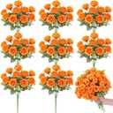 Zeyune 8 Pack 12 Inch Mini Wedding Bouquets for Bride Bridesmaid 80 Heads Orange Artificial Rose Bouquet with Long Stems Fake Silk Roses Flowers Bunches Bulk for Party Decoration Table Centerpieces