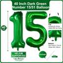 5 x Lovoir 40 Inch Dark Green 51 Number Balloon 15 Large Size Jumbo Digit Mylar Foil Helium Dark Green Balloons for 15th 51st Birthday Party Celebration Decorations Graduations Anniversary Supplies