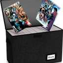Comic Book Storage Box 15.8" X 7.8" X 11.8", Collapsible Holds 160-180 Comic Book Organizer Heavy Duty Bin Container Holder Shelf (Black) (1pcs)