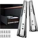 LONTAN 1 Pair Heavy Duty Drawer Slides 12 Inch Full Extension Ball Bearing Side Mount Glides Runners Rails Cabinet RV Tool Box Runners Tracks Glides 260lb Load Capacity (Without Lock, Silver)