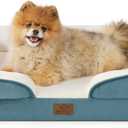 Bedsure Small Orthopedic Dog Bed - Washable Bolster Dog Sofa Beds for Small Dogs, Supportive Foam Pet Couch Bed with Removable Washable Cover, Waterproof Lining and Nonskid Bottom Couch, Blue (24.0"L x 18.0"W x 6.0"Th, Dune Haze Blue)