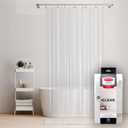 Rubbermaid Clear Shower Curtain Liner, Waterproof Heavyweight PEVA Shower Liner for Bathroom, with Magnets and Rustproof Charcoal Gray Grommets, 70x72, Standard Size, Clear