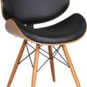 Armen Living Cassie Dining Chair in Black Faux Leather and Walnut Wood Finish 20D x 21W x 31H in, Standard