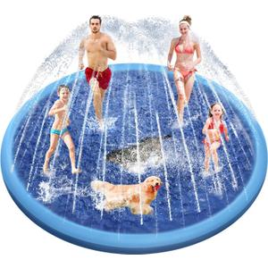 Raxurt Splash Pad for Kids and Dogs, 118'' Super Large Anti-Slip Splash Sprinkler Pad for Baby Toddler, Thicken Splash Pad Dog Pool Summer Outdoor Water Toys, 9.8FT Blue Raxurt Splash Pad for Kids and Dogs, 118'' Super Large Anti-Slip Splash Sprinkler Pad for Baby Toddler, Thicken Splash Pad Dog Pool Summer Outdoor Water Toys, 9.8FT Blue