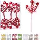 6PC Set Red Christmas Tree Decoration Sequins Ball Curly Pick, Christmas Tree Decorations Christmas Tree Topper Star Home Office Perfect Party Decorations Gifts (14.5"H)