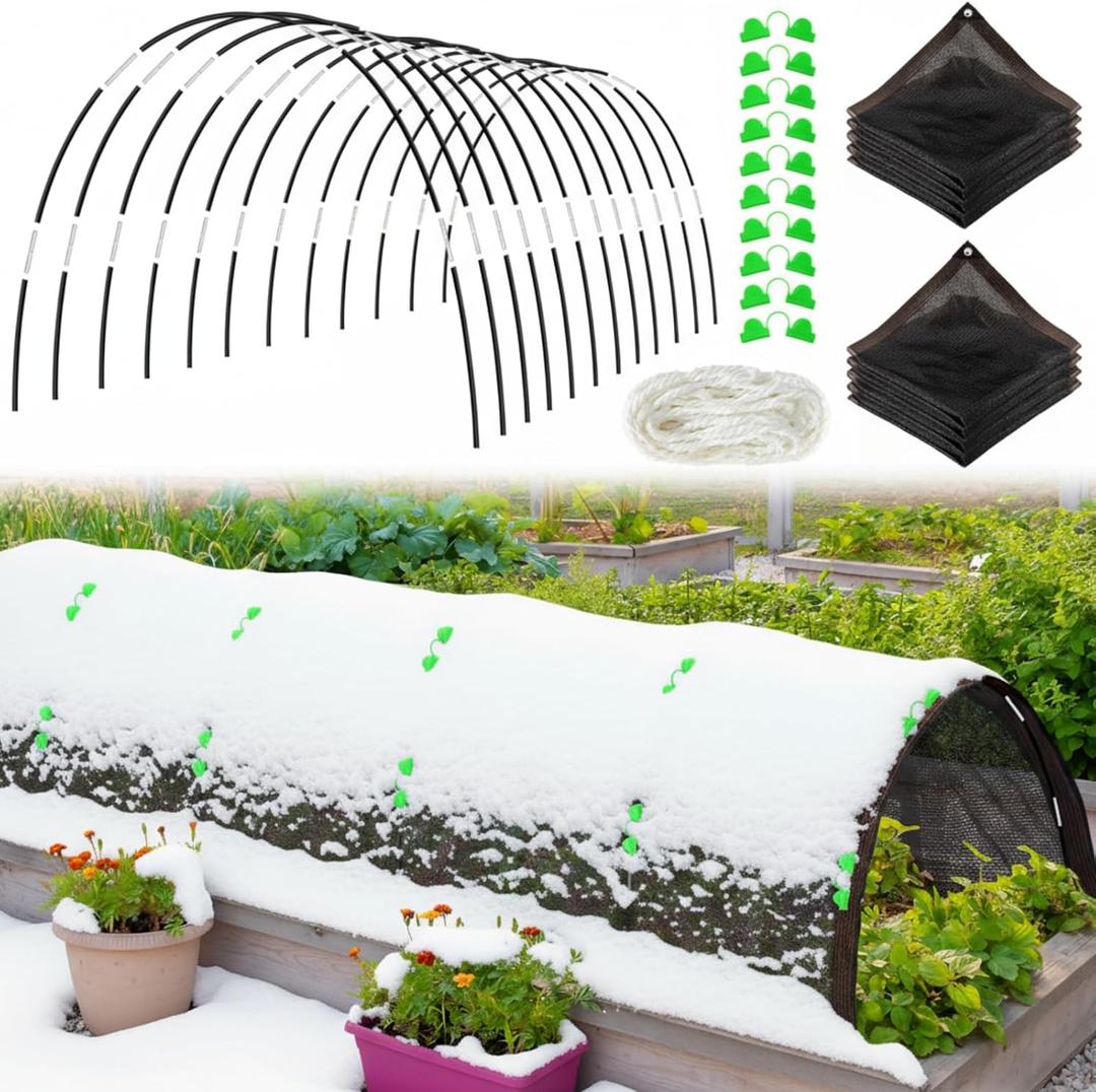 78.7"x 59" Winter Plant Cover Freeze Protection with 6 Sets of 7FT Greenhouse Hoops for Raised Beds Plant Protection Cover for Outdoor Vegetable and Chicken Coops Protect Snow and Ice in Winter