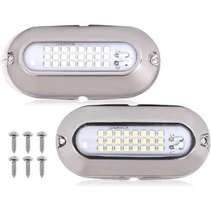 PIT66 LED Pontoon Boat Docking Light Bright White Housing Marine Boat Light 12V White&Blue Lighting 2 Pcs