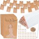 Sinload 50 Sets Guess the Dress Bridal Shower Games for Guests Wedding Shower Games Cards Water Soluble Pencils with Fun Heart Wooden Clip and 1 String Rope Wedding Party Supplies Games Ideas